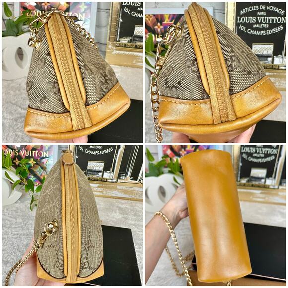 Gucci GG canvas and leather cosmetic pouch crossbody bag Vintage beauty! - Picture 5 of 16